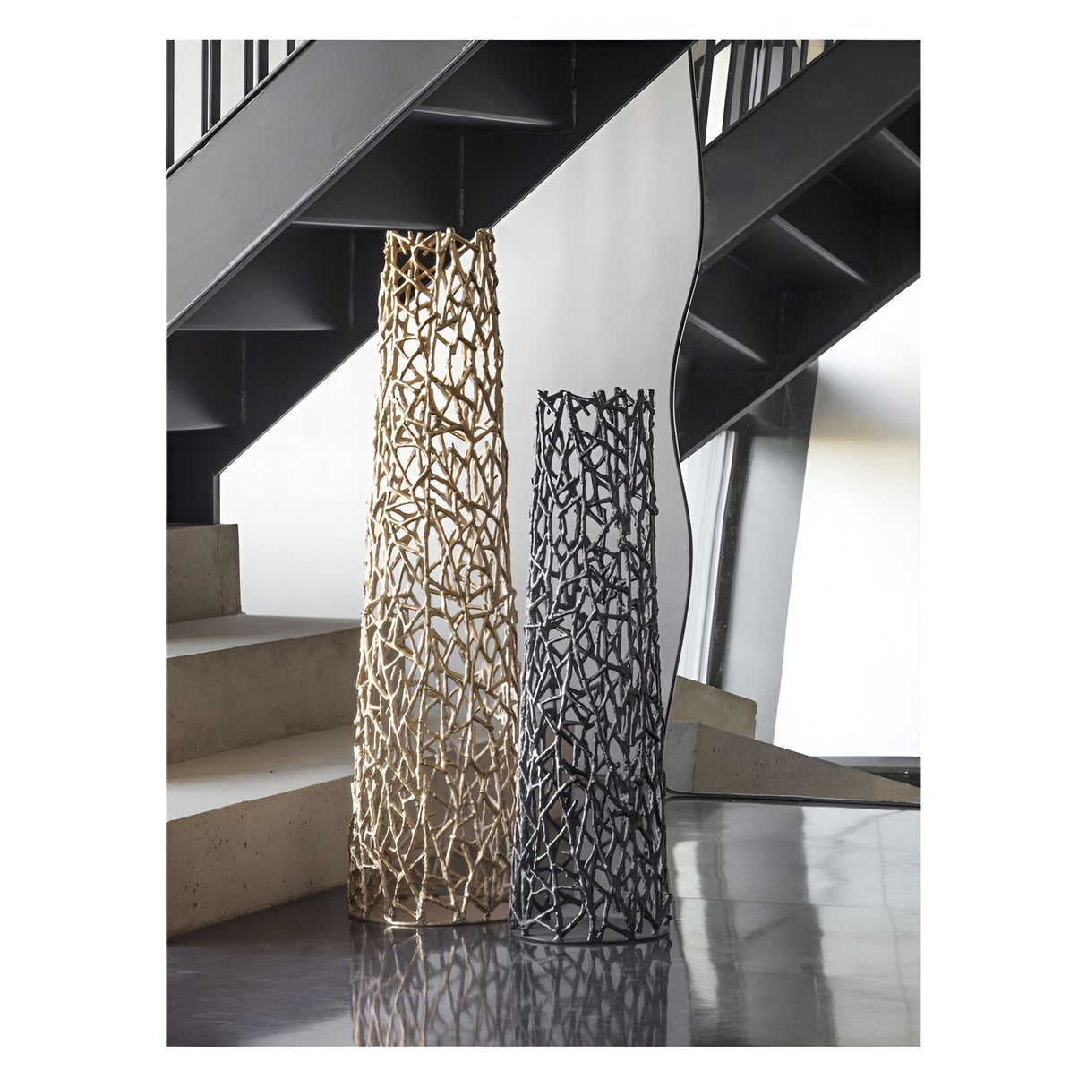 Twig Sculptural Floor Vase - Gold