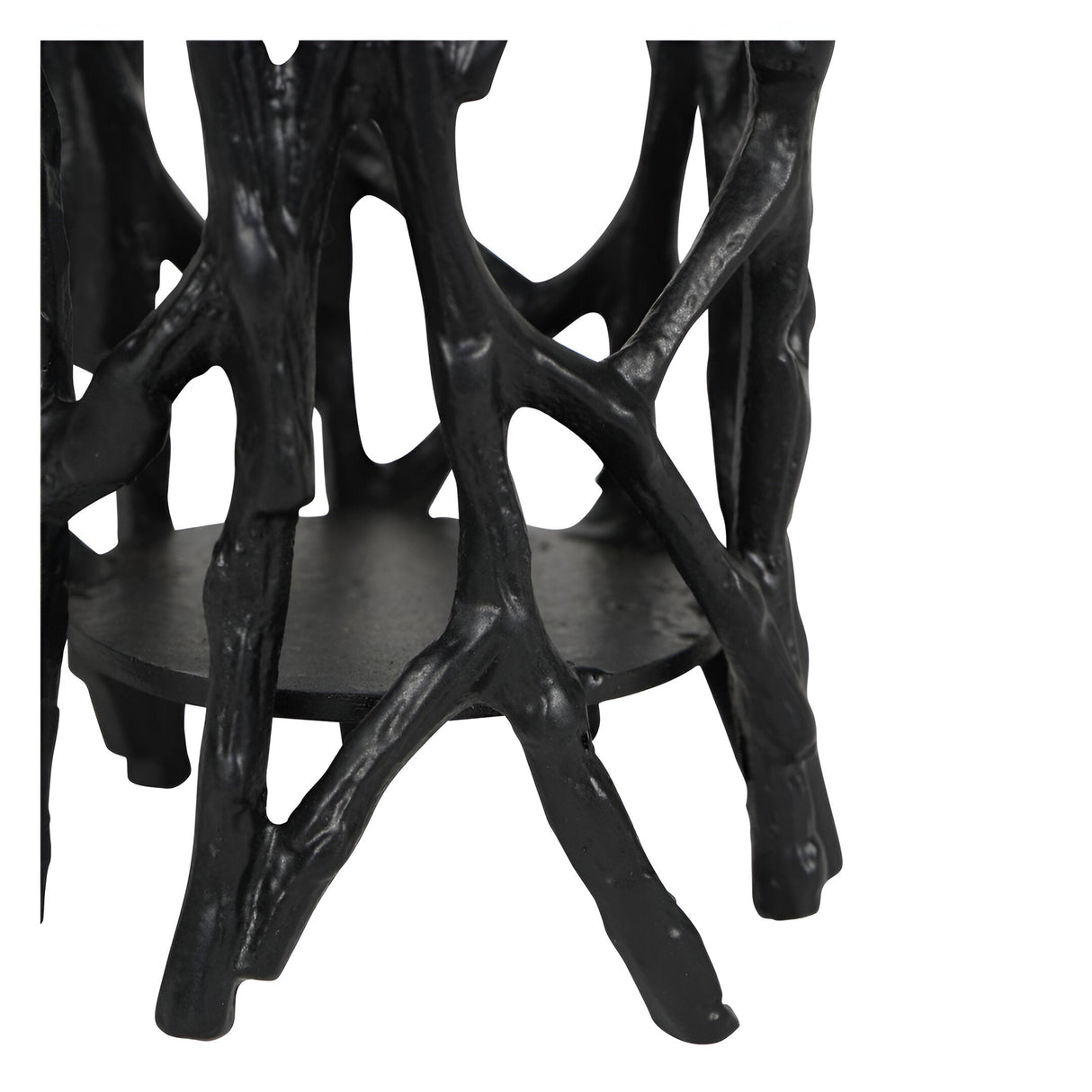 Twig Large Round Pillar Tealight Holder - Black