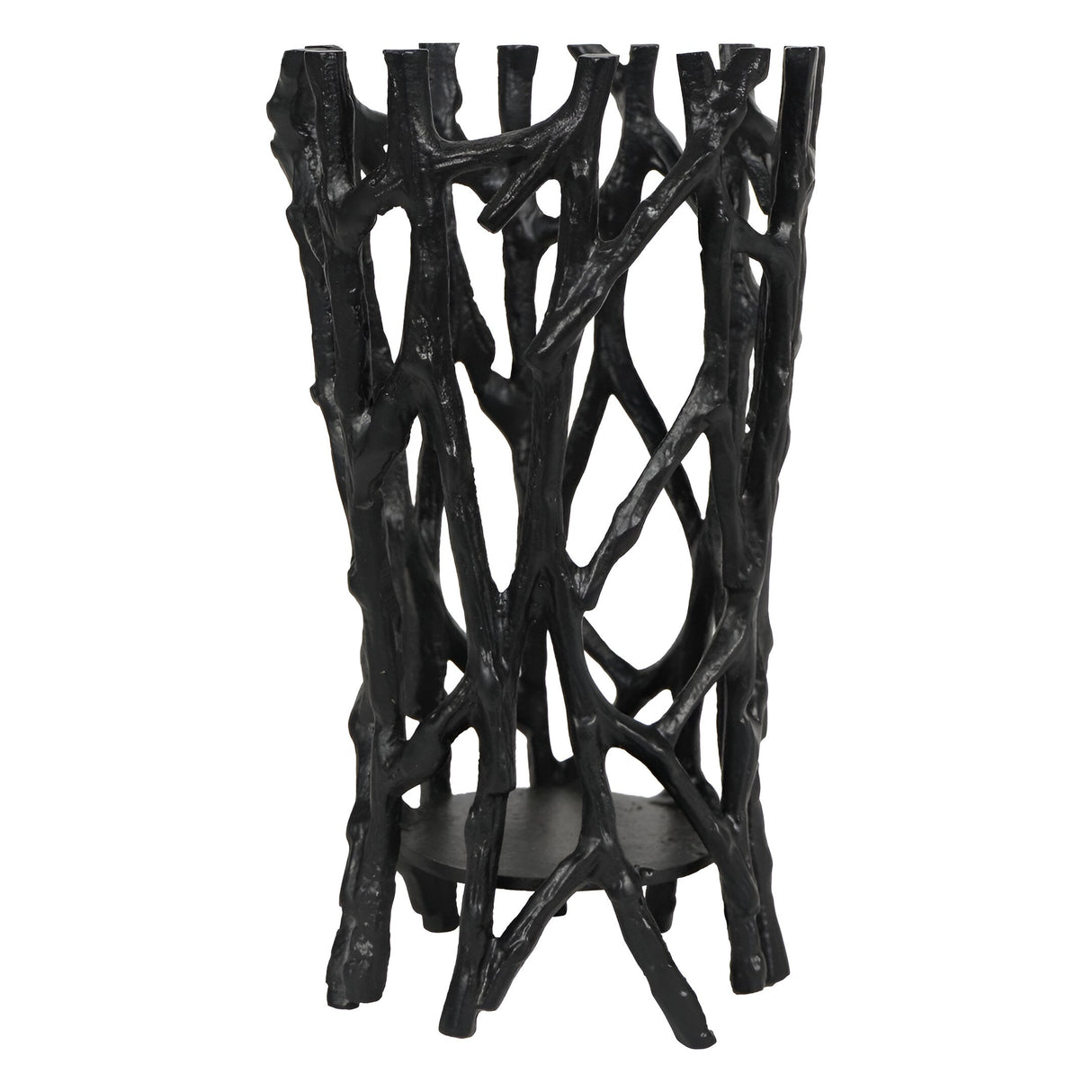 Twig Large Round Pillar Tealight Holder - Black