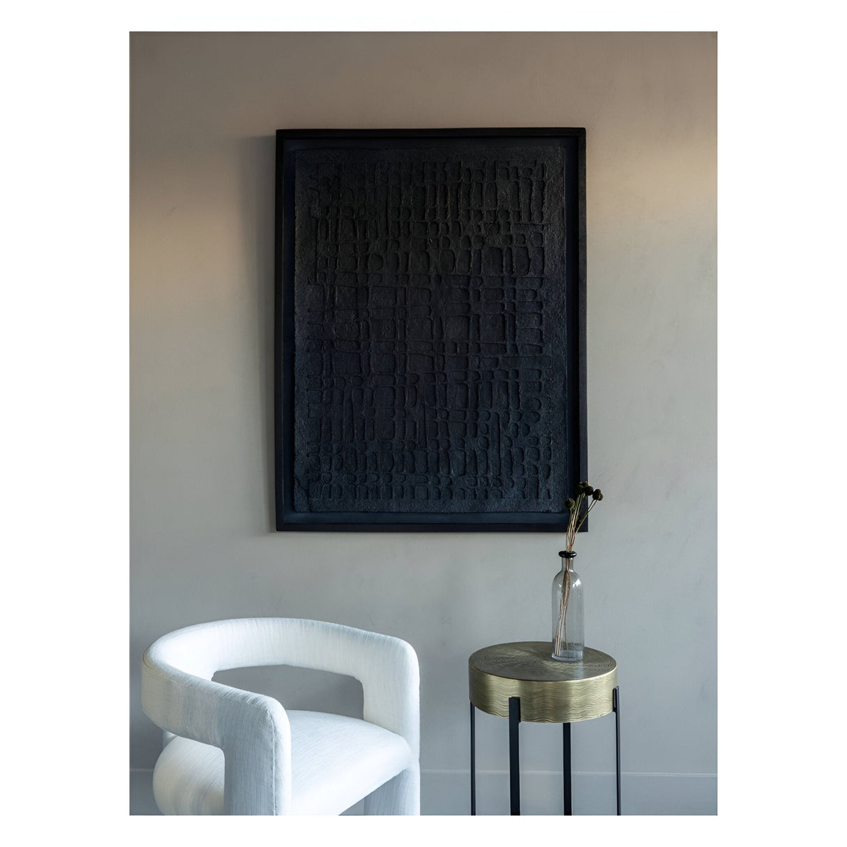 Trenton Papier Mache 1 Large Black Wall Art - 100x130cm