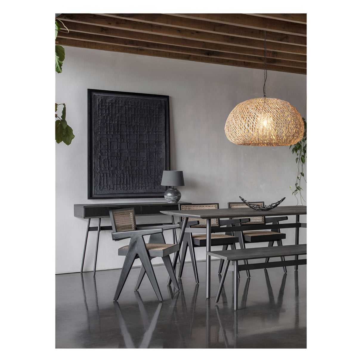 Trenton Papier Mache 1 Large Black Wall Art - 100x130cm