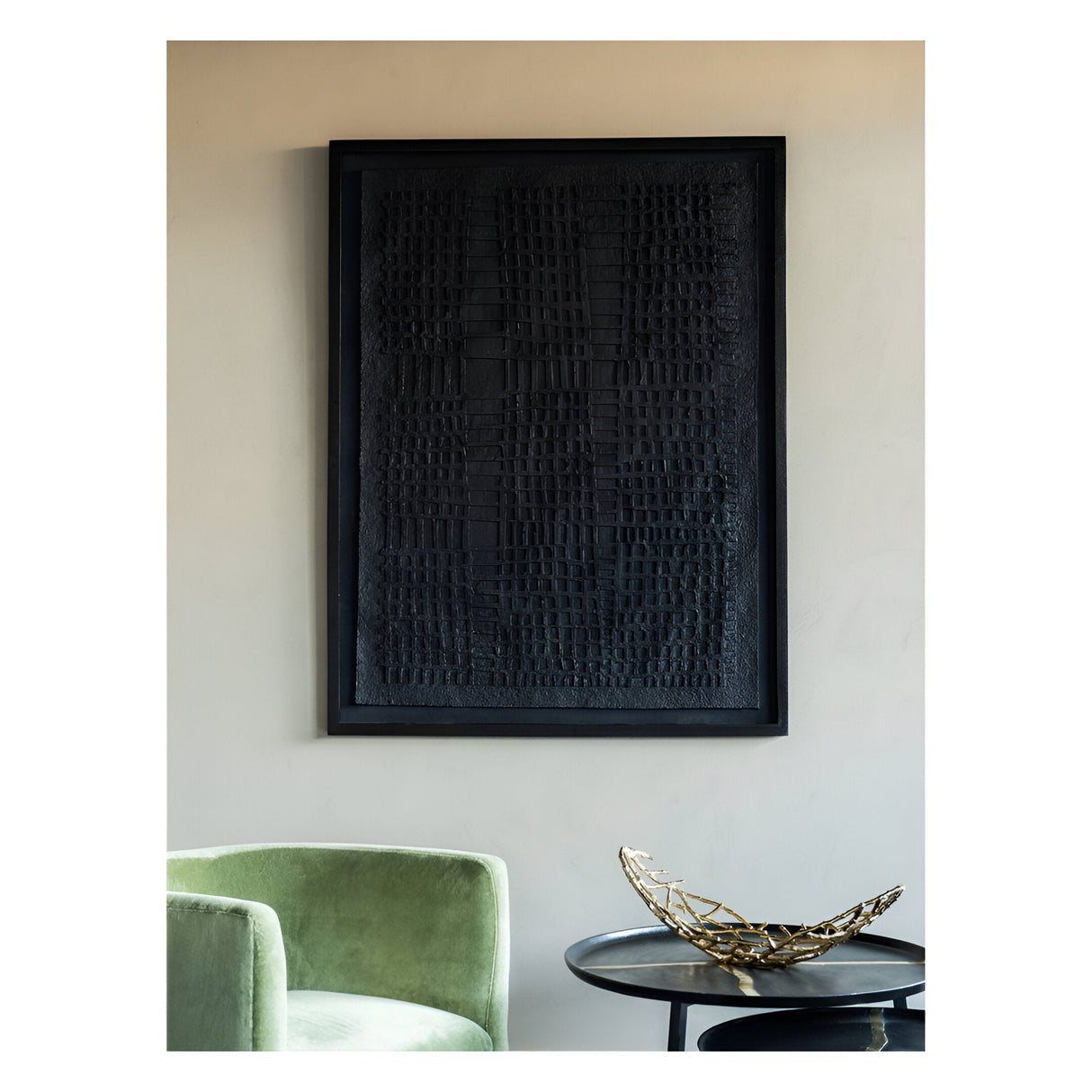 Trenton Papier Mache 2 Large Black Wall Art - 100x130cm