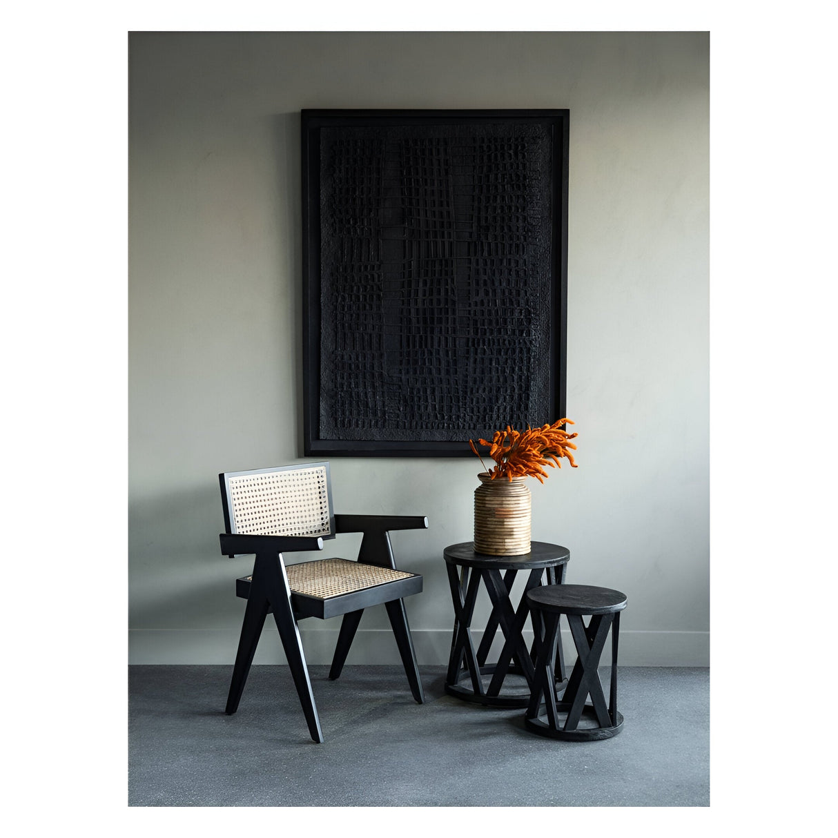 Trenton Papier Mache 2 Large Black Wall Art - 100x130cm