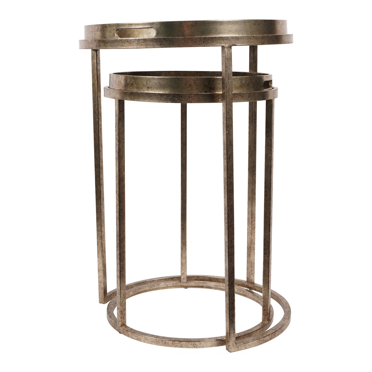 Palm Tree Set of 2 Side Tray Tables - Gold