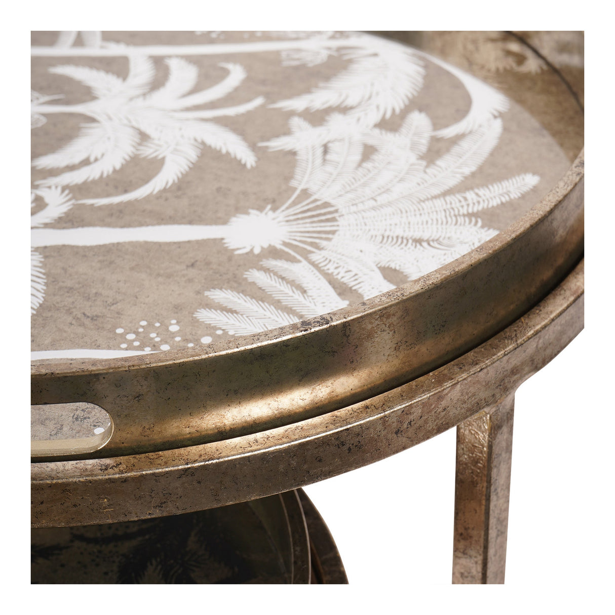 Palm Tree Set of 2 Side Tray Tables - Gold