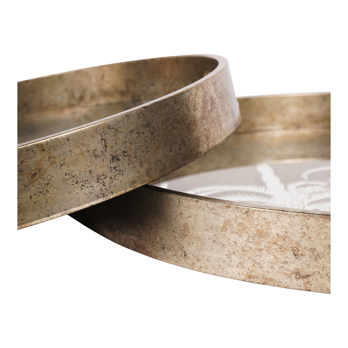 Palm Tree Set of 2 Trays - Antique Gold