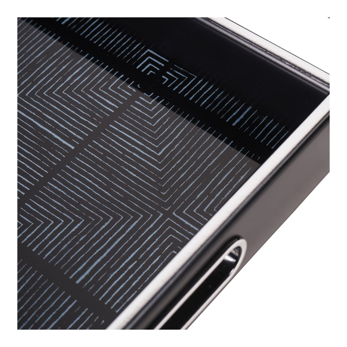 Squares Pattern Set of 2 Trays - Black & Silver