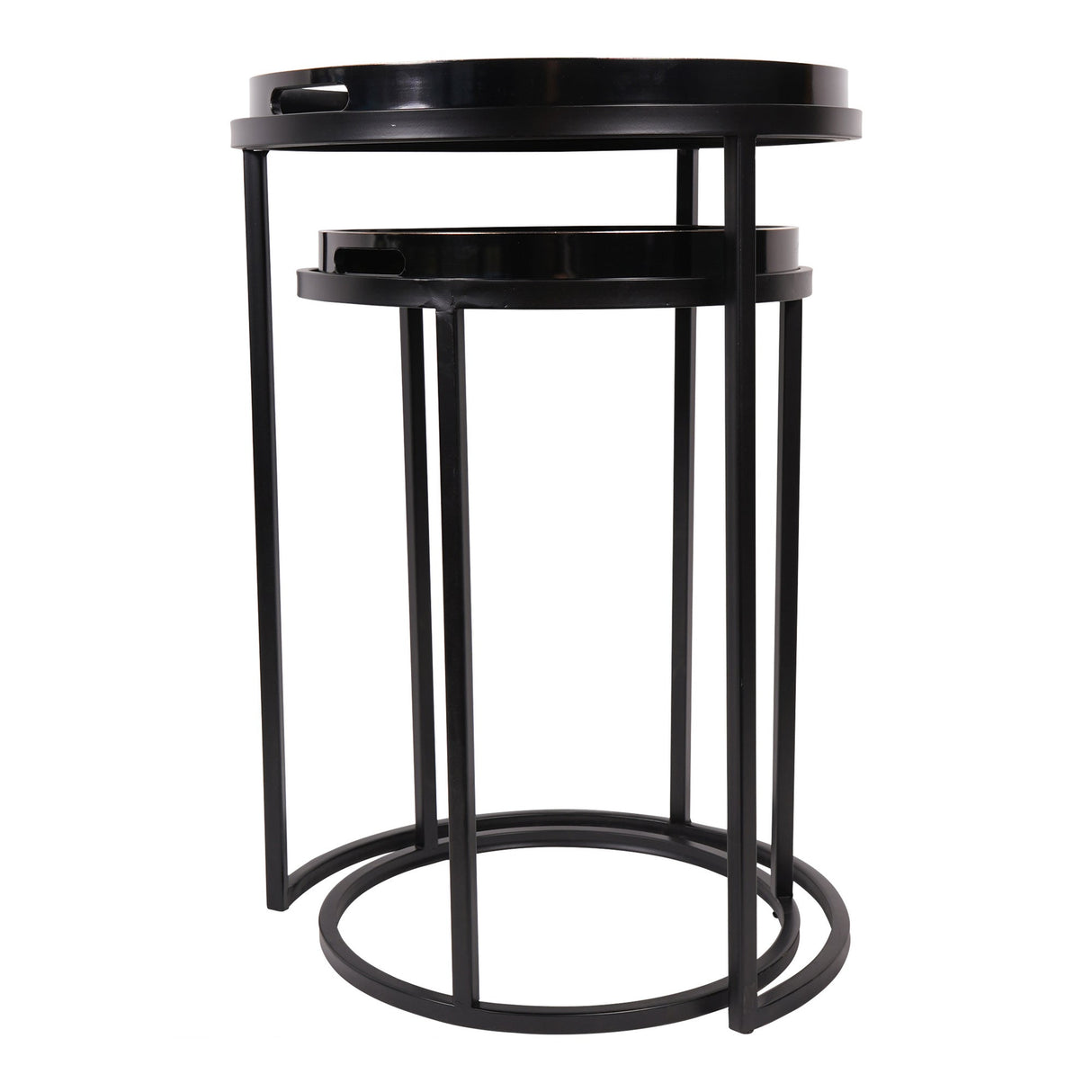 Squares Pattern Set of 2 Side Tray Tables - Black