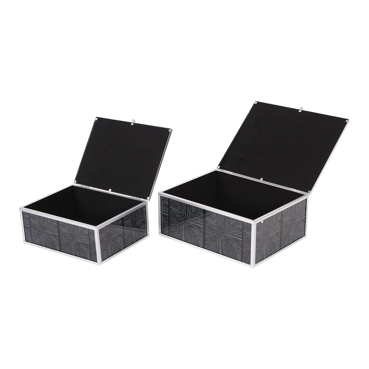 Squares Pattern Set of 2 Boxes - Grey & Silver