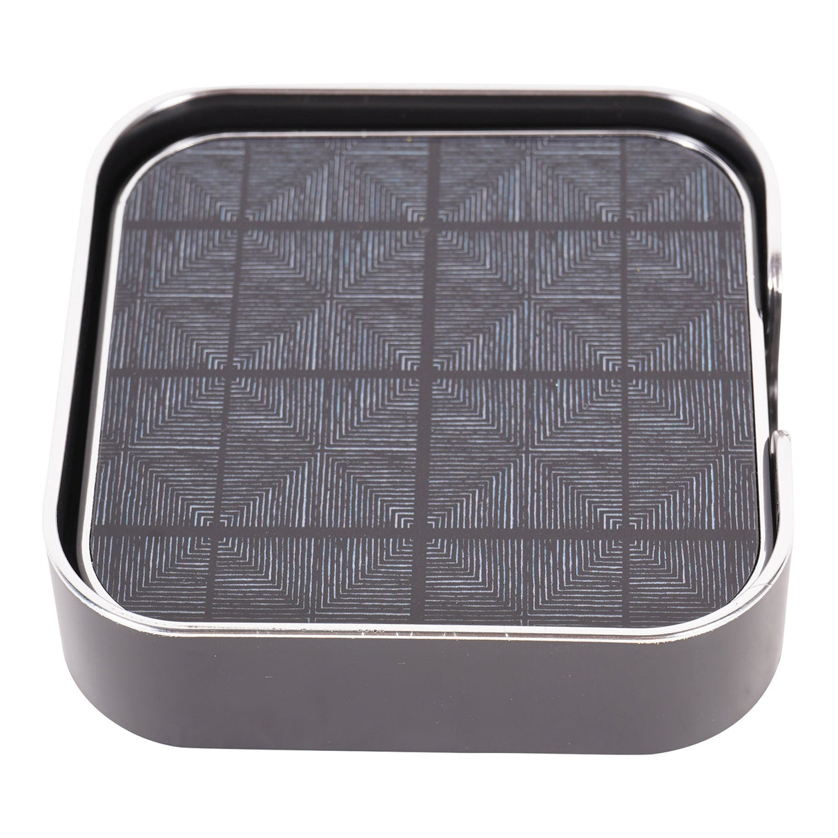 Squares Pattern Coasters Set of 4 - Black & Silver