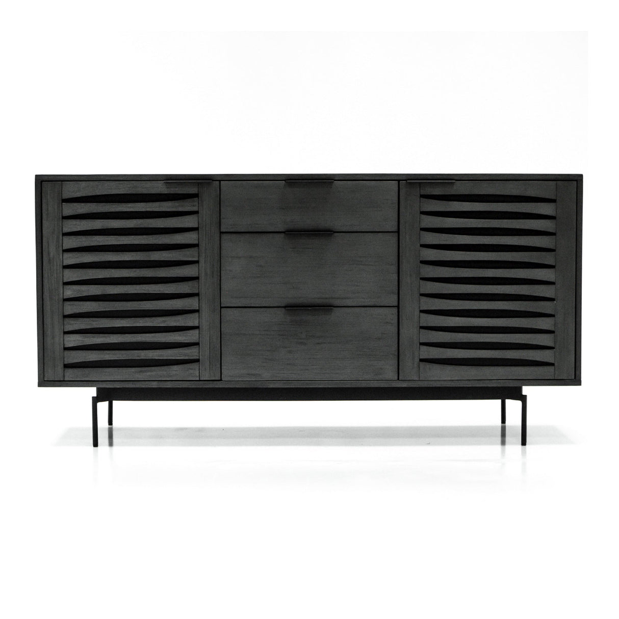 Bronks 2-Door 3-Drawer Acacia Buffet Sideboard - Black