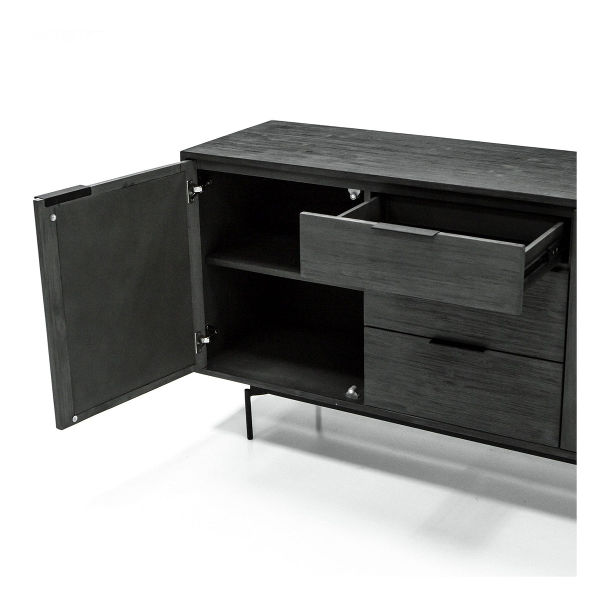 Bronks 2-Door 3-Drawer Acacia Buffet Sideboard - Black