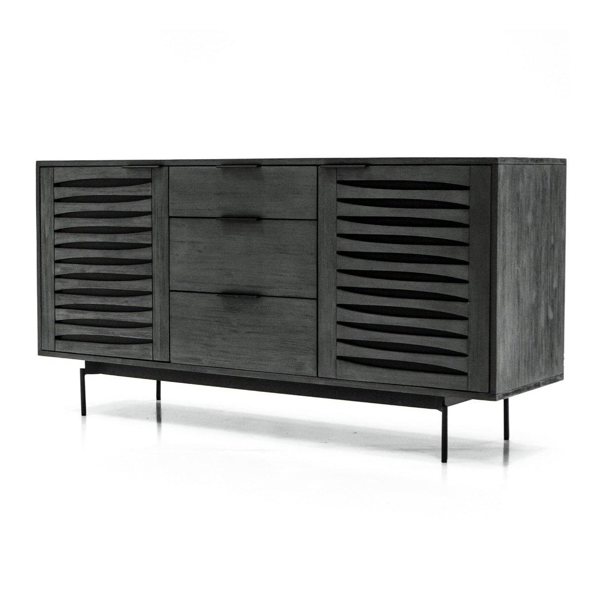 Bronks 2-Door 3-Drawer Acacia Buffet Sideboard - Black