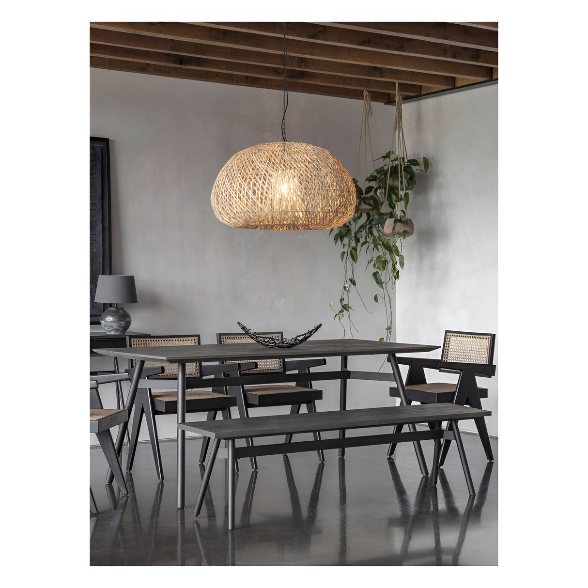 Bronks Acacia Fixed Dining Table 180cm - Black