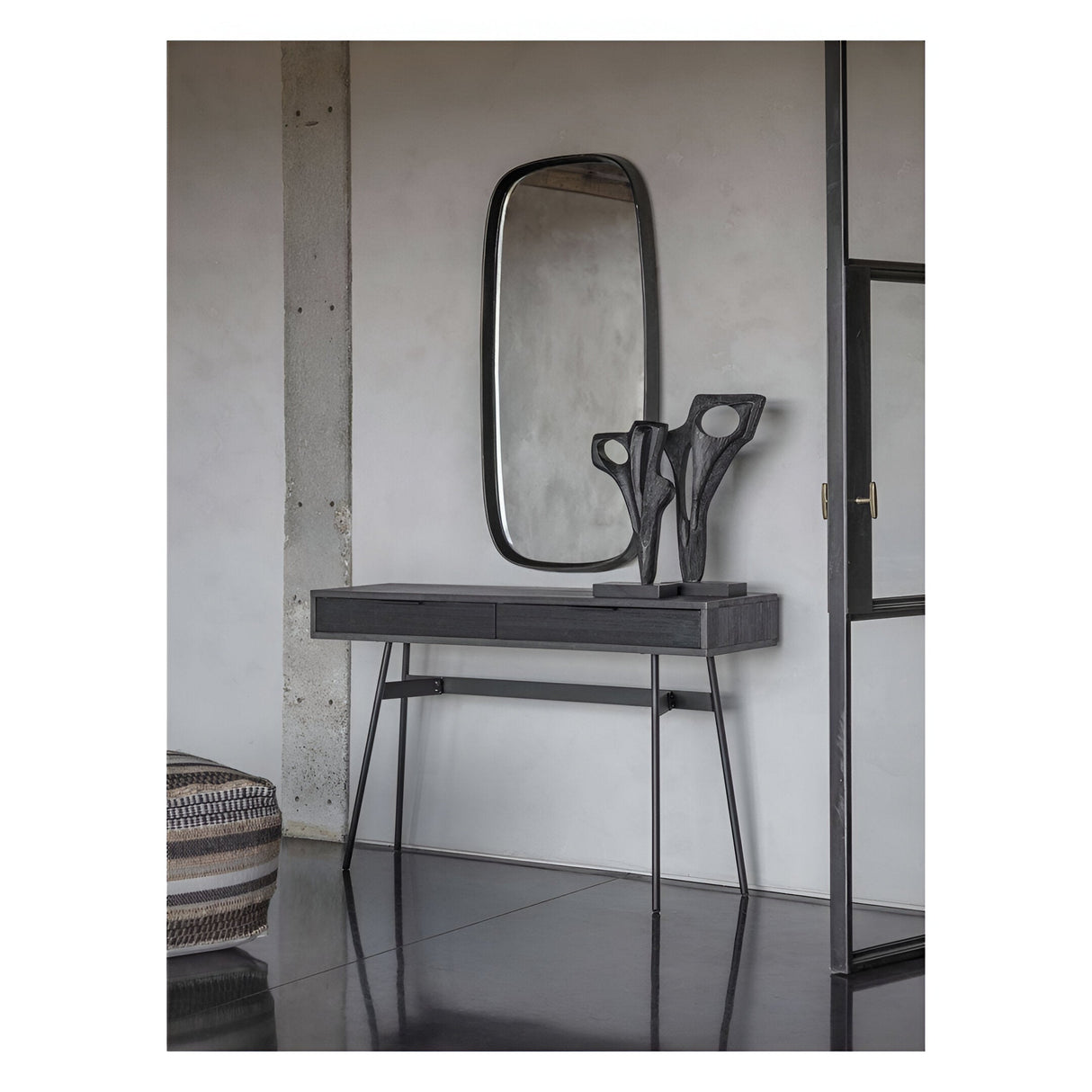 Bronks Acacia Console Table With Two Drawers - Black