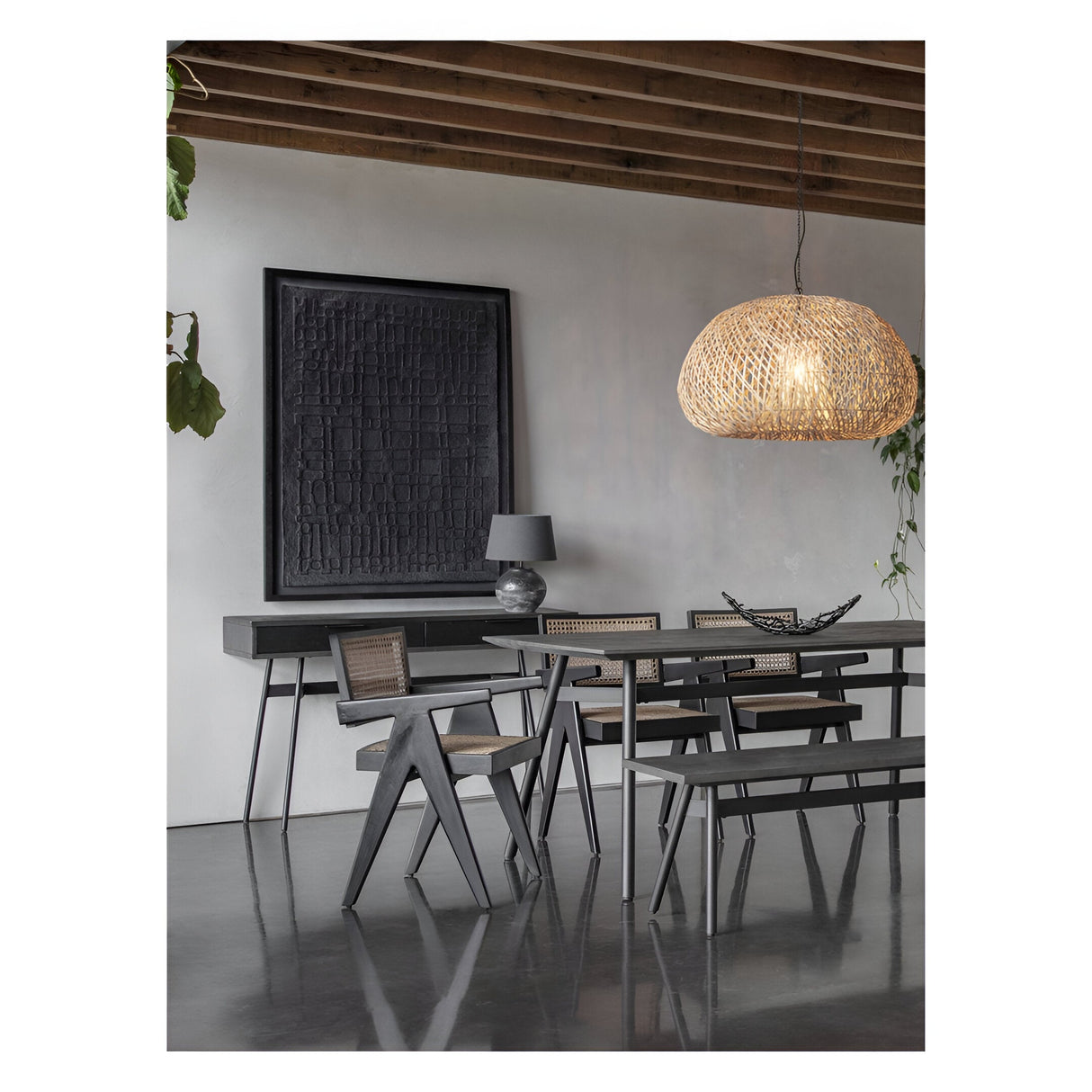 Bronks Acacia Console Table With Two Drawers - Black