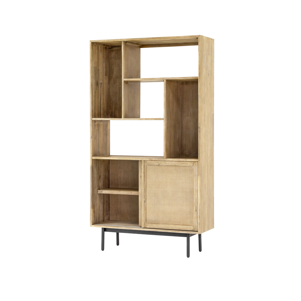 Maddox Bookcase With Storage - Natural Wood