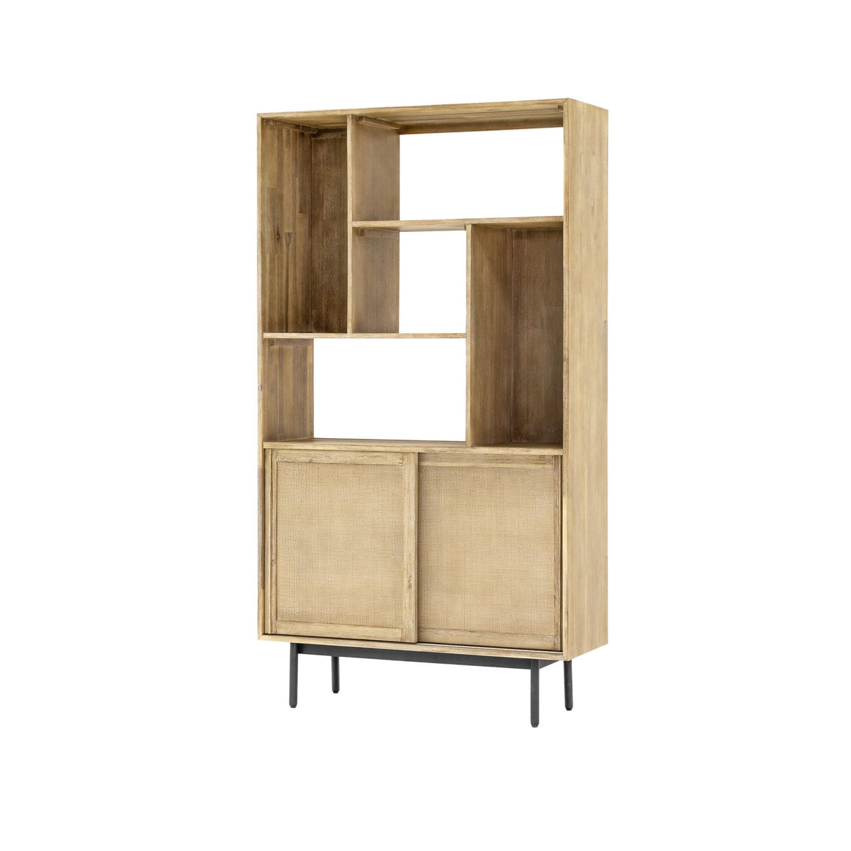 Maddox Bookcase With Storage - Natural Wood