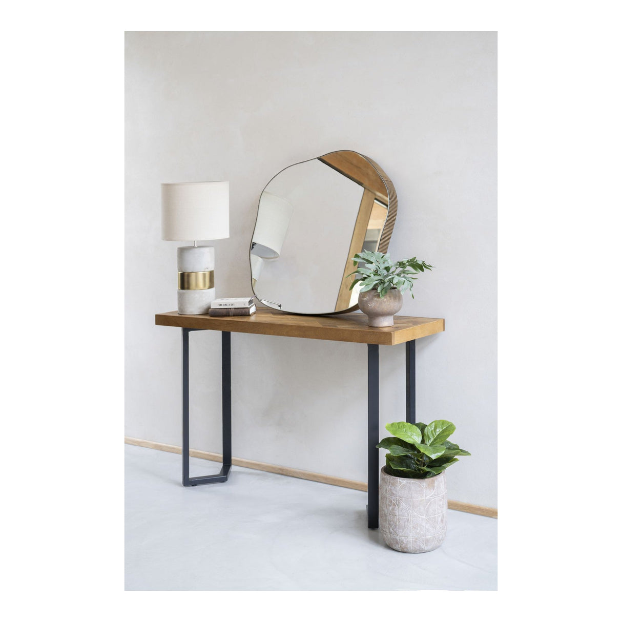 Marston Geometric II Small Wooden Console Table - Natural