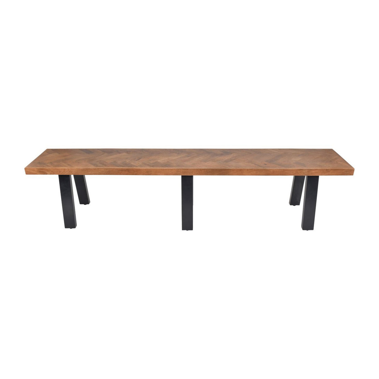 Burnham II Herringbone Wooden Bench - Brown