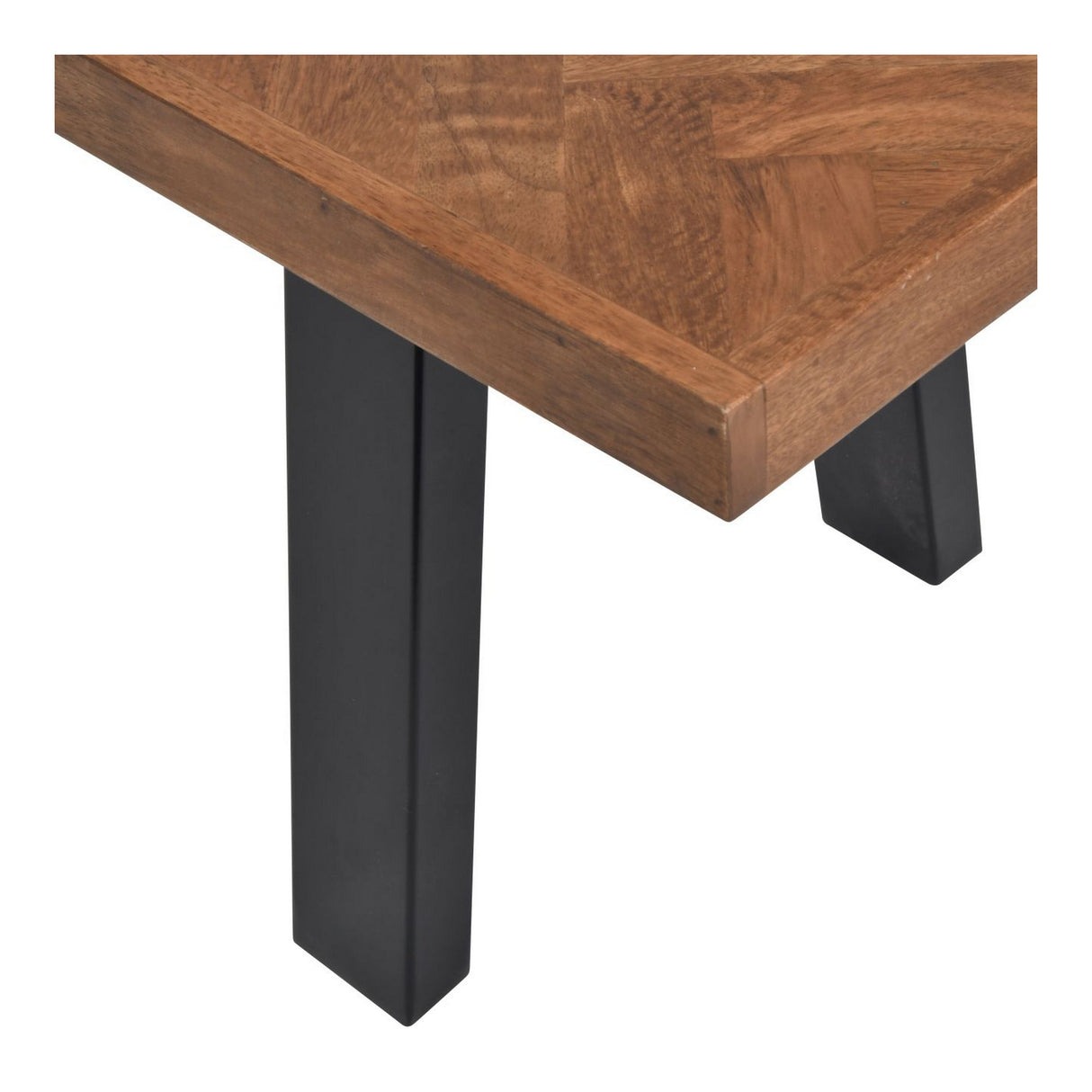 Burnham II Herringbone Wooden Bench - Brown