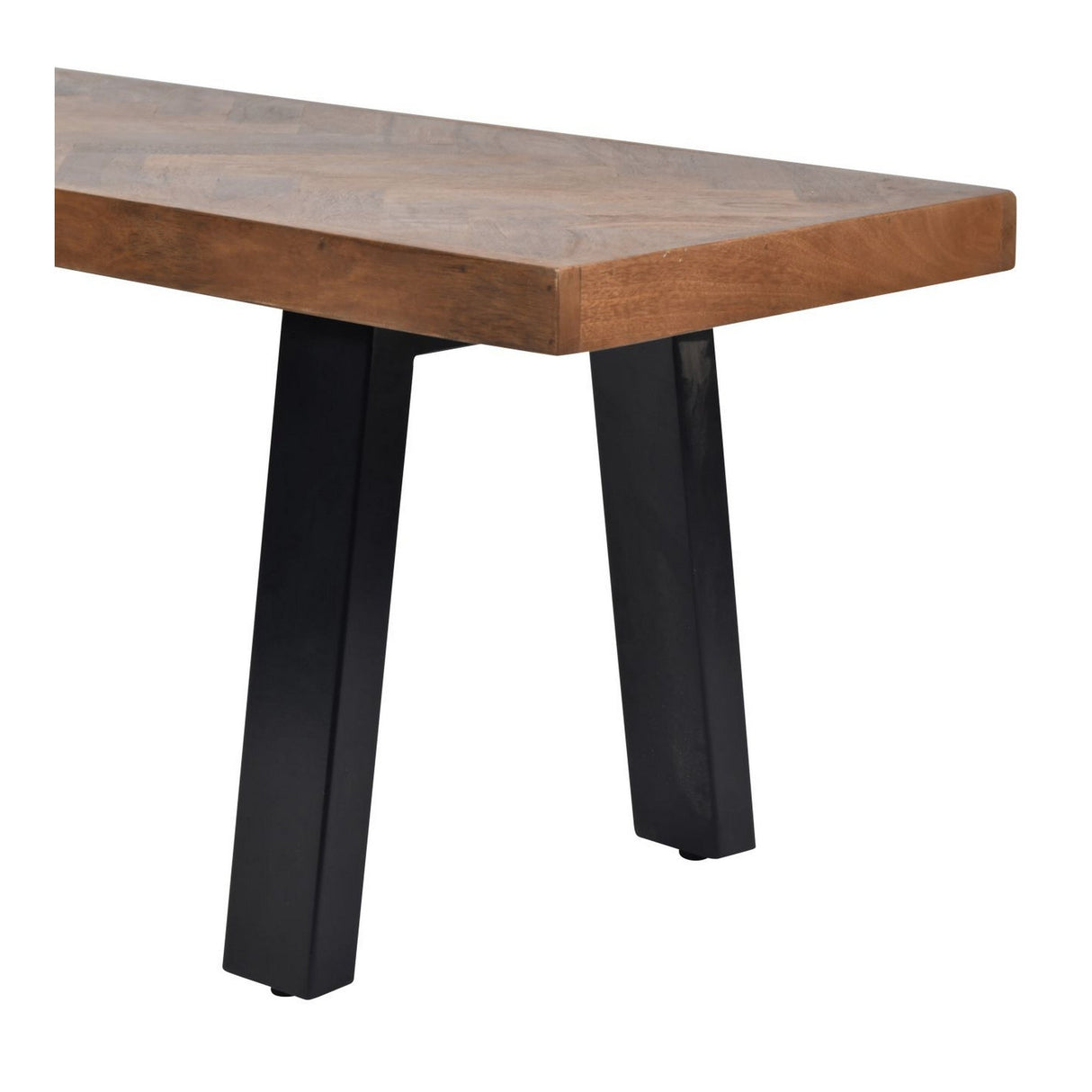 Burnham II Herringbone Wooden Bench - Brown