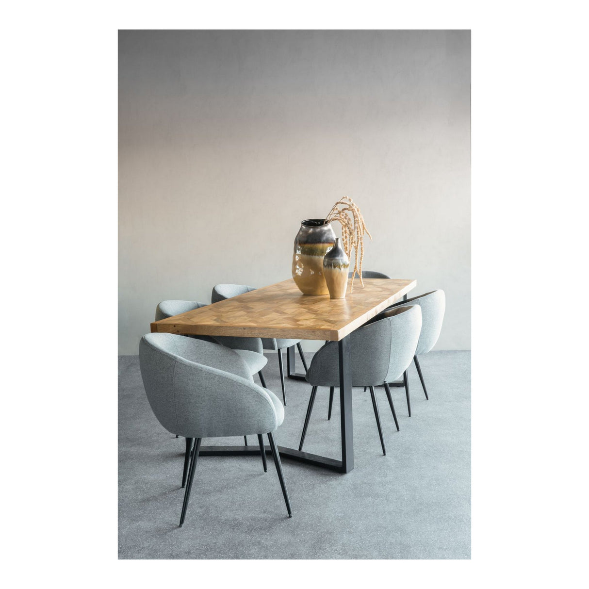 Marston II Geometric Wooden Dining Table - Natural