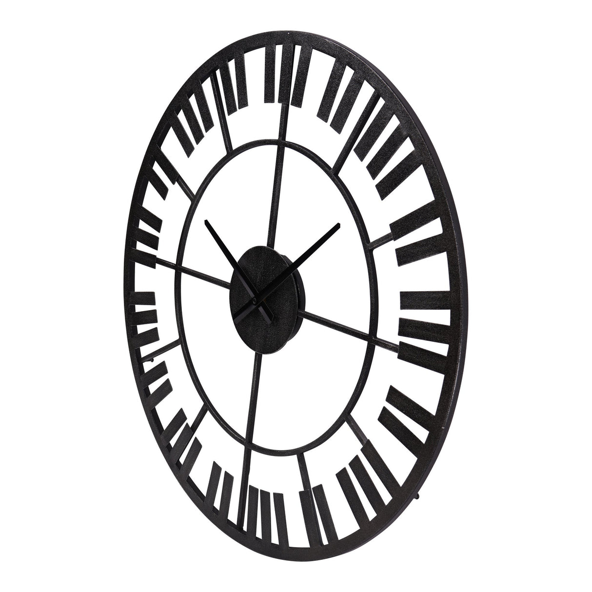 Piano Skeleton Metal Outdoor Wall Clock - Black