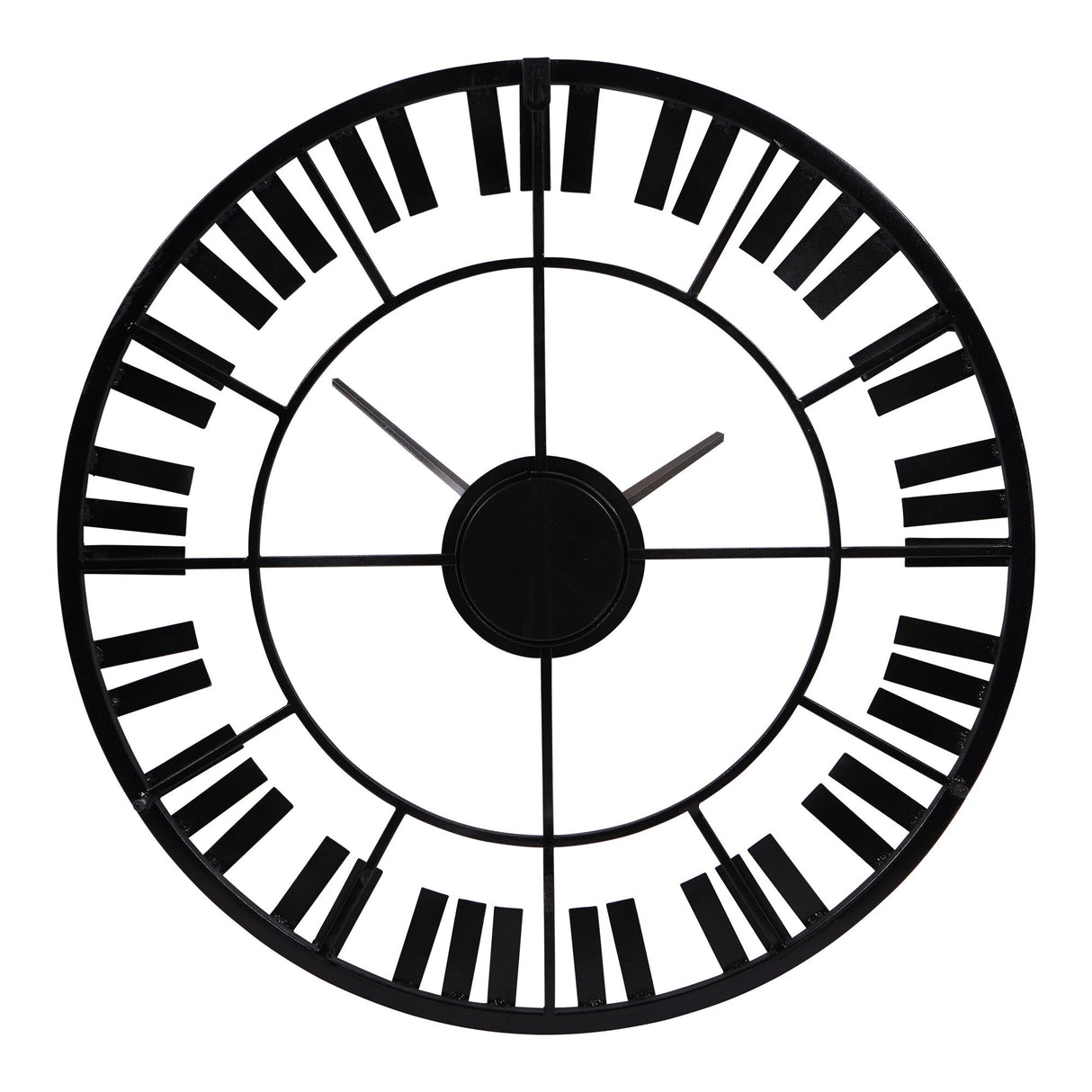 Piano Skeleton Metal Outdoor Wall Clock - Black