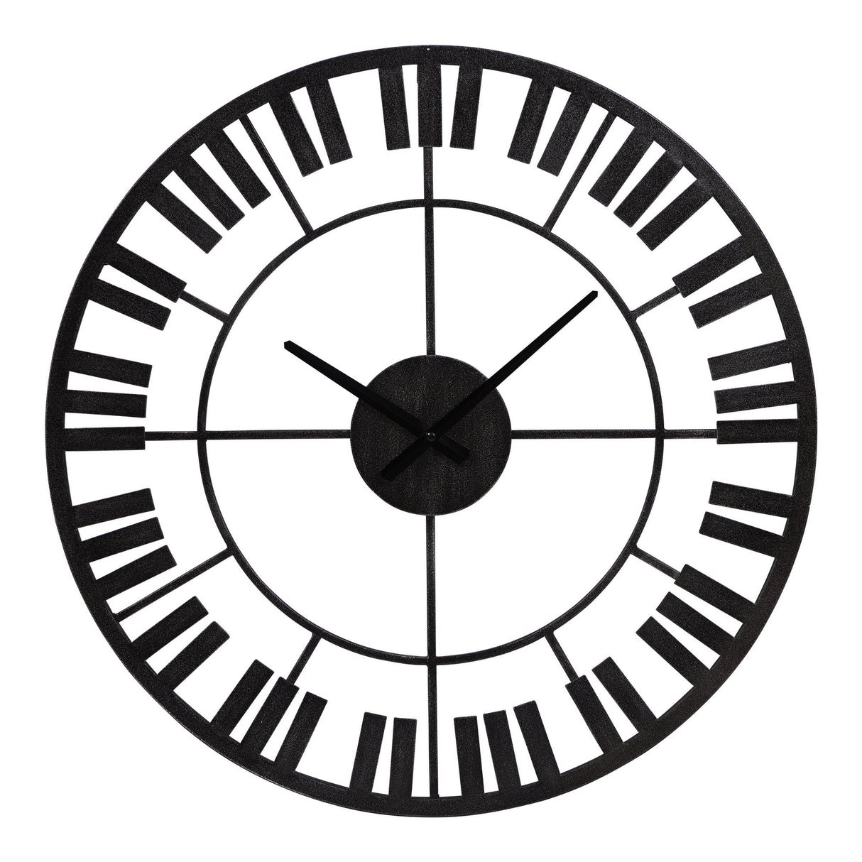 Piano Skeleton Metal Outdoor Wall Clock - Black