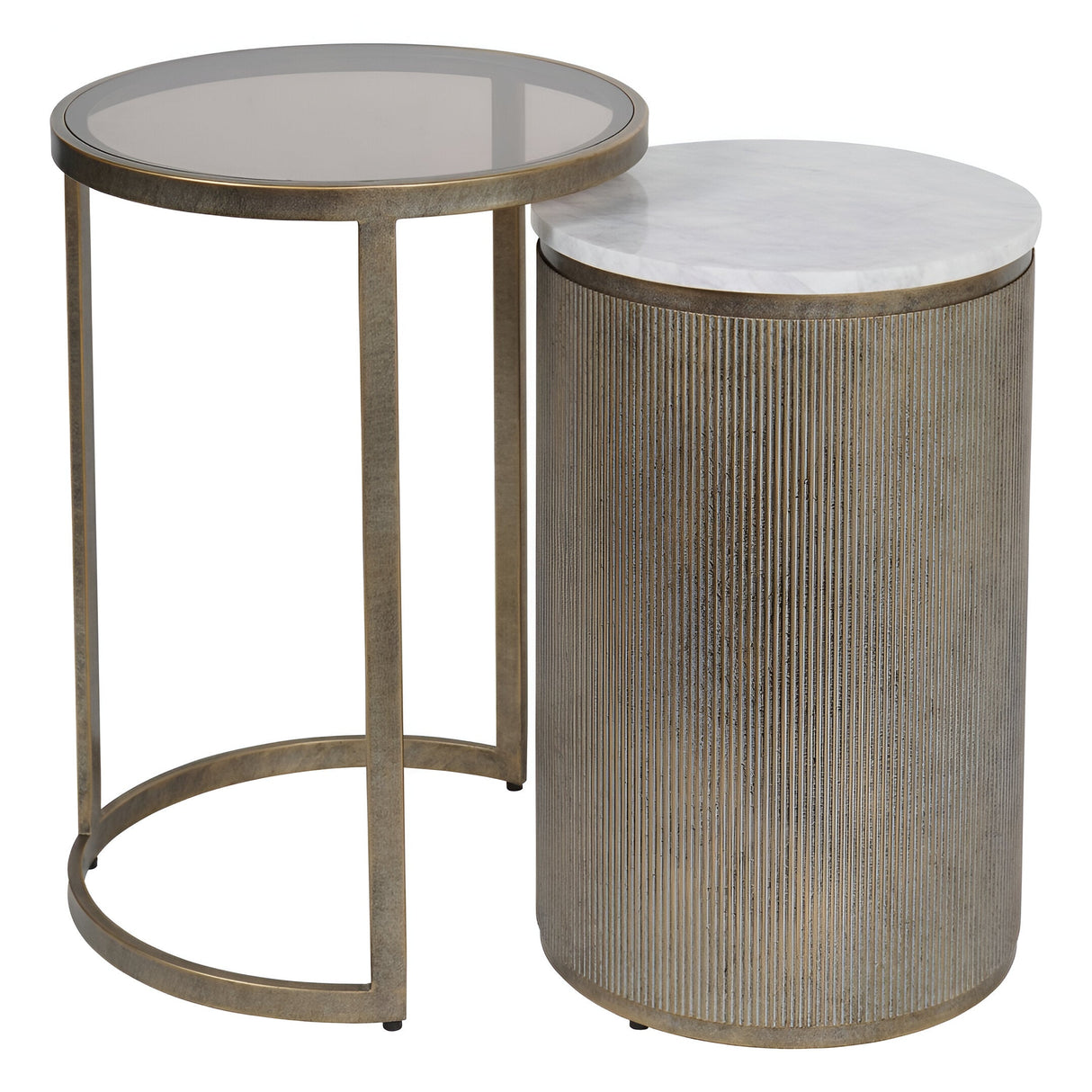 Belvedere Set of 2 Nesting Side Tables - Aged Gold
