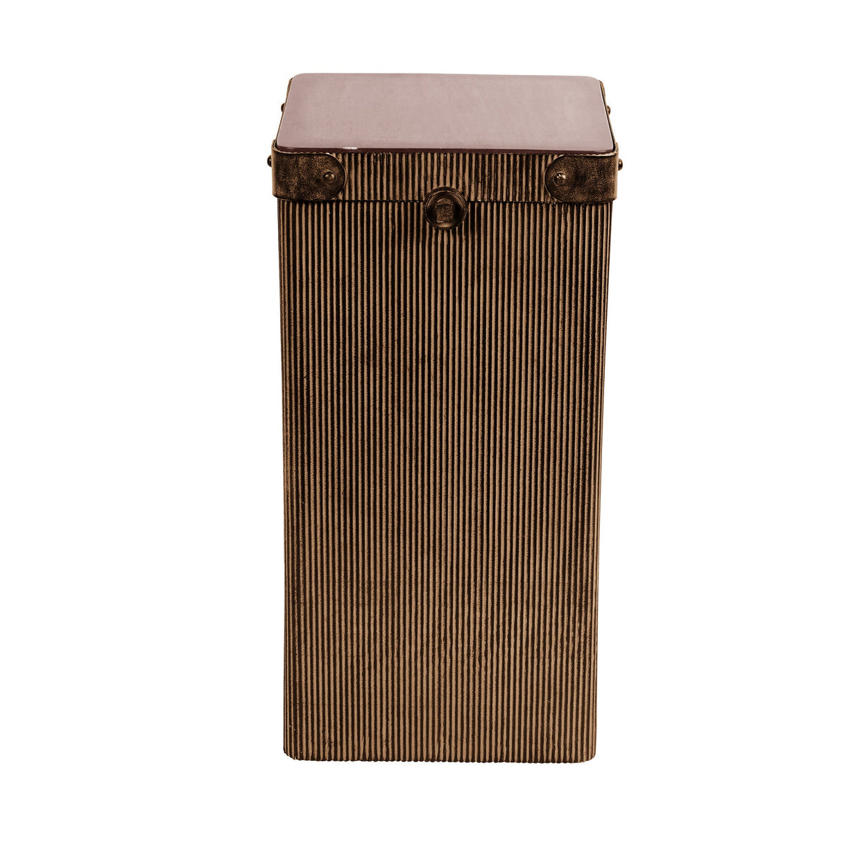 Hunter Corrugated Side Table With Storage - Antique Gold