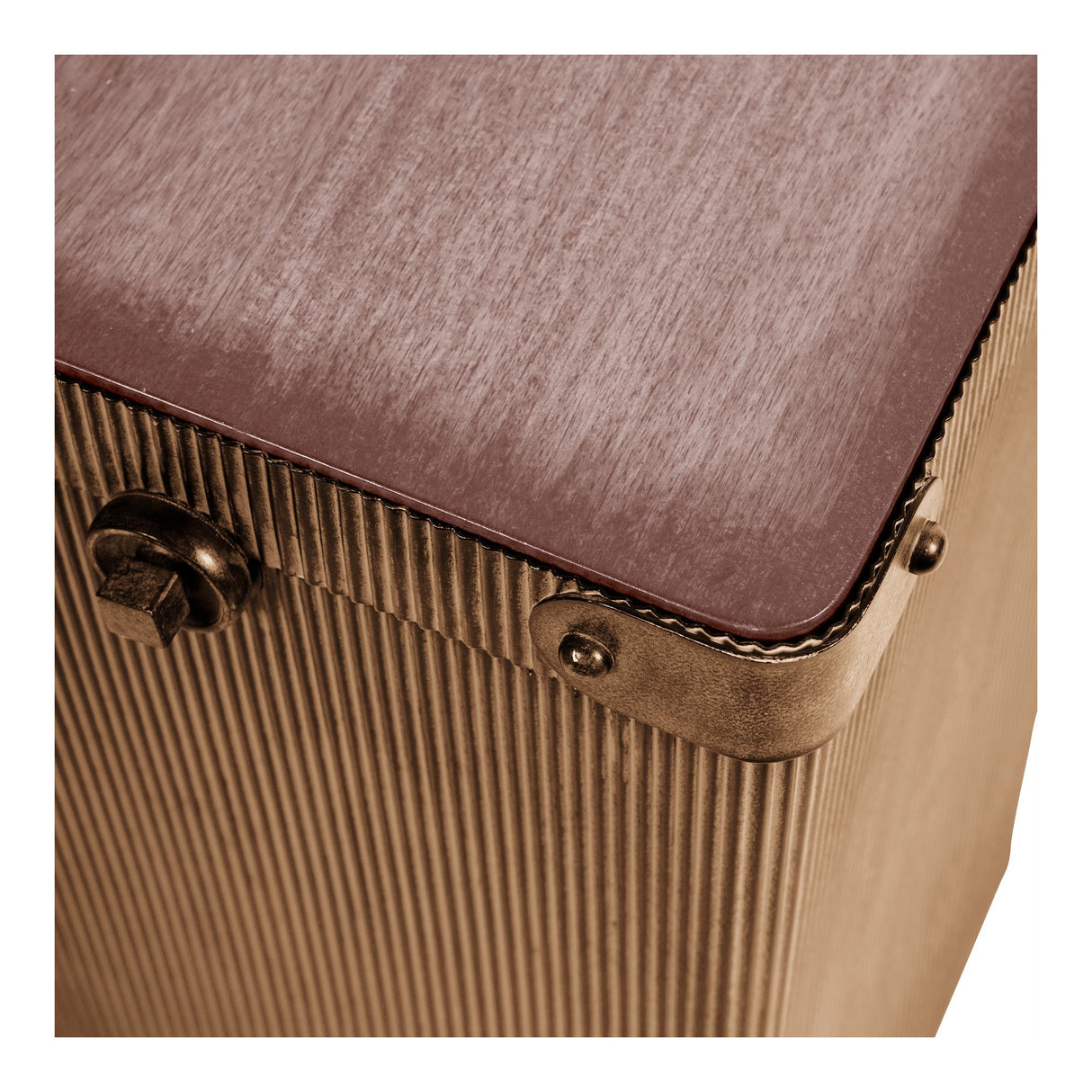 Hunter Corrugated Side Table With Storage - Antique Gold