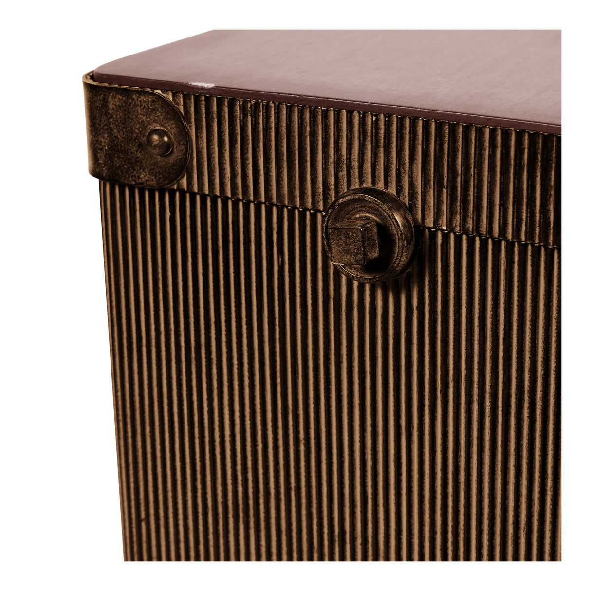 Hunter Corrugated Side Table With Storage - Antique Gold