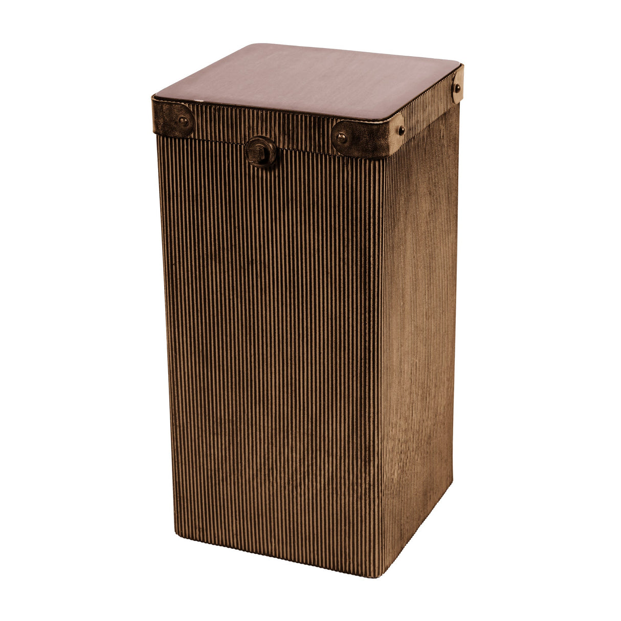 Hunter Corrugated Side Table With Storage - Antique Gold