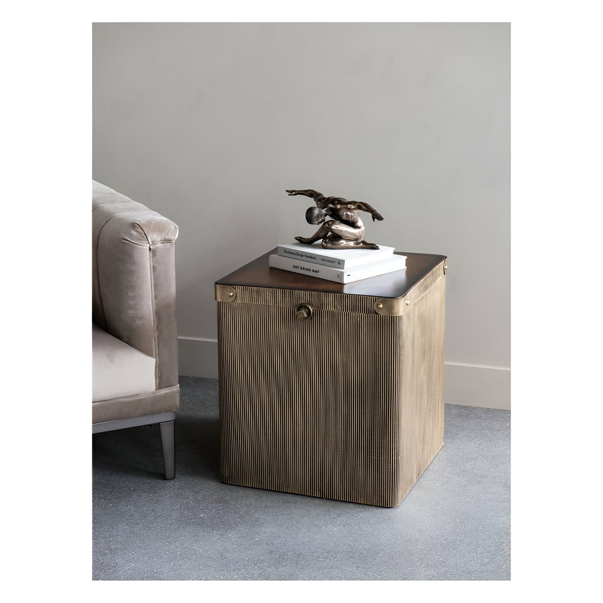 Hunter Corrugated Coffee Table With Storage - Antique Gold