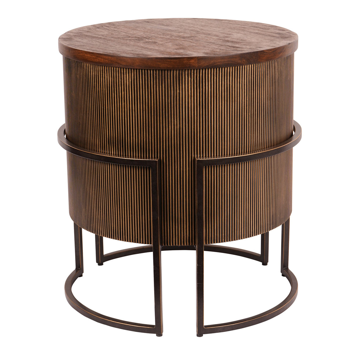 Hunter End Table - Corrugated Gold