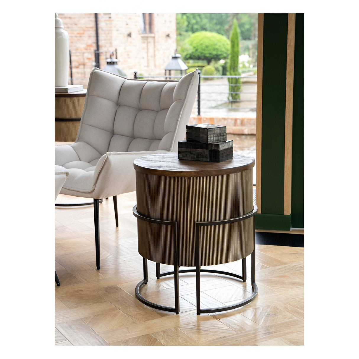 Hunter End Table - Corrugated Gold