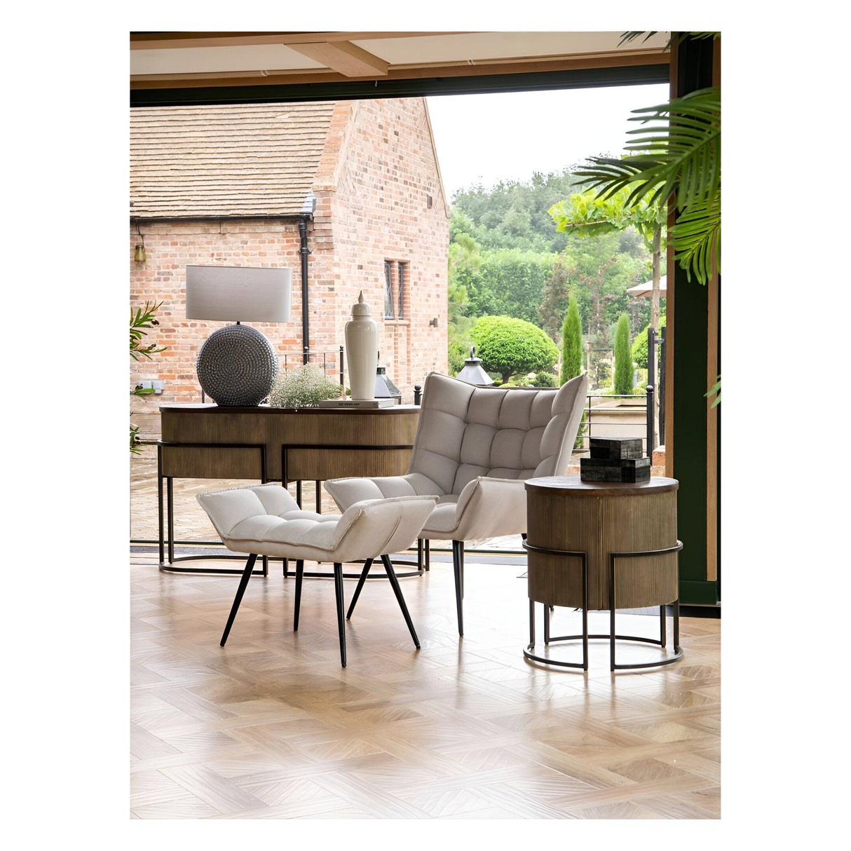 Hunter End Table - Corrugated Gold