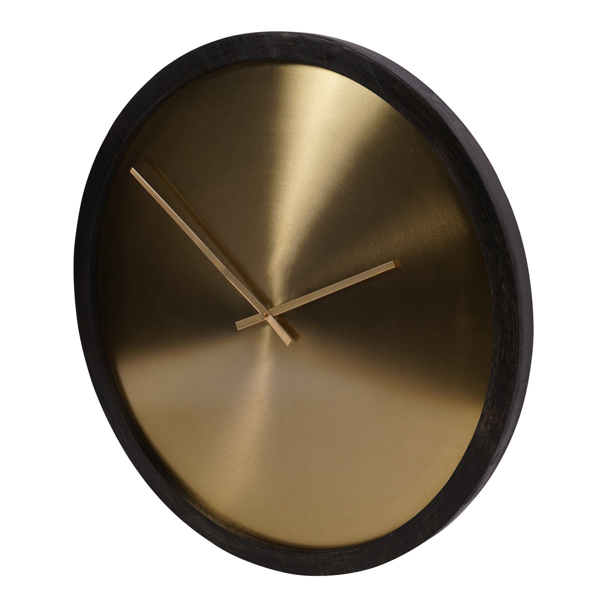 Iron Dial & Wooden Frame Wall Clock 50cm - Black & Brass