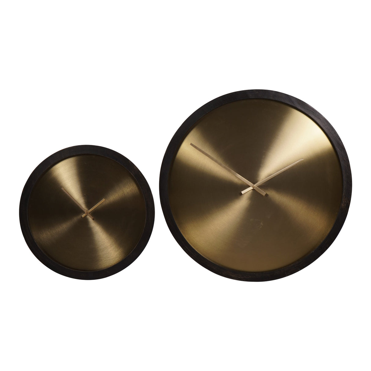 Iron Dial & Wooden Frame Wall Clock 50cm - Black & Brass