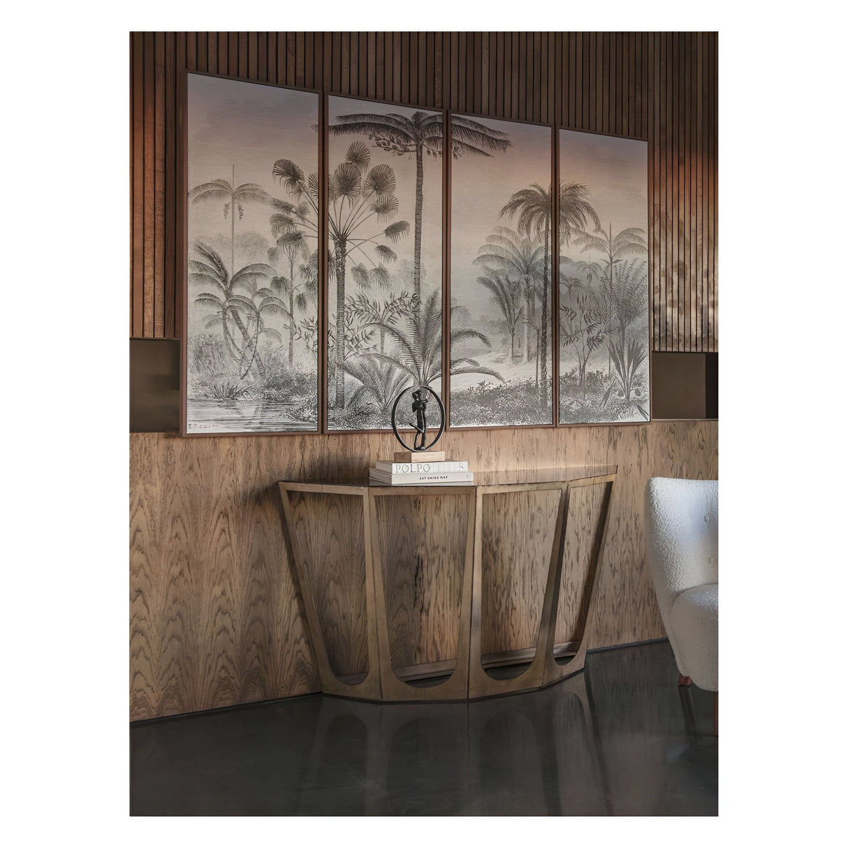 Palm Set of Four Framed Canvas - 45x120cm