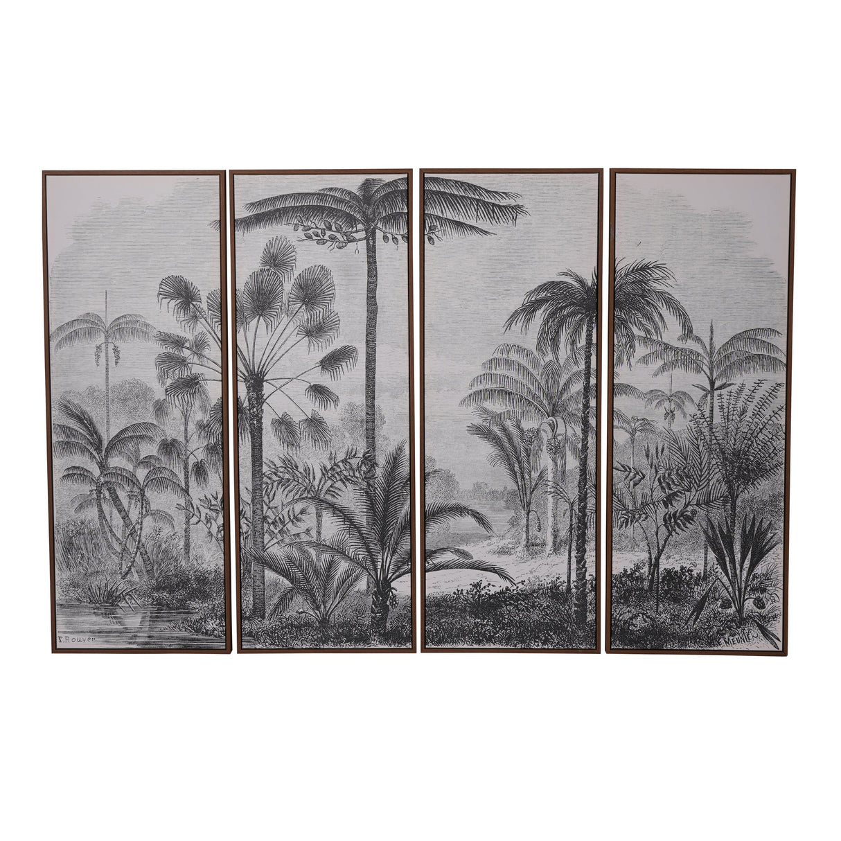 Palm Set of Four Framed Canvas - 45x120cm