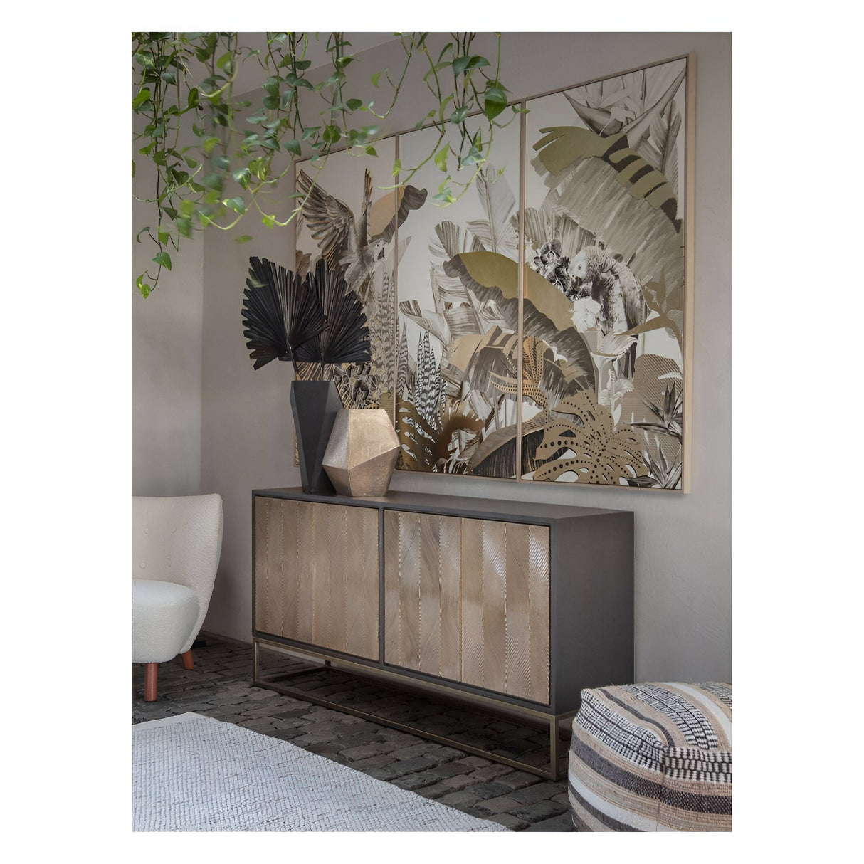 Tropical Birds Set of 3 Framed Canvas - 70x140cm