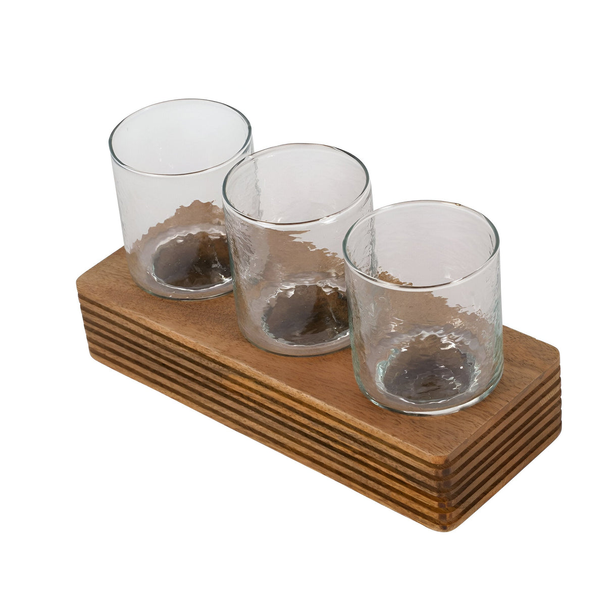 Glass & Wood Votive Holder - Brown