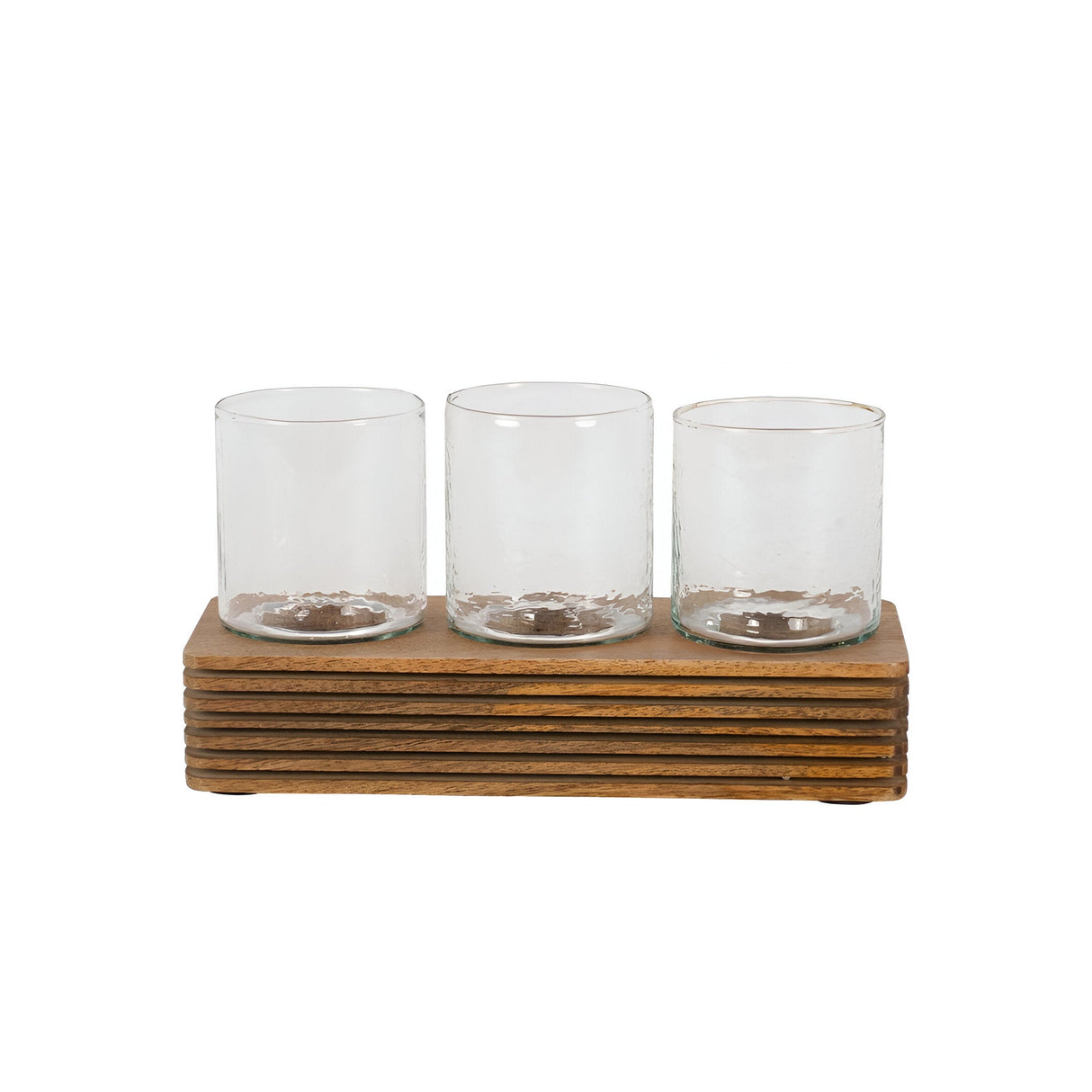 Glass & Wood Votive Holder - Brown