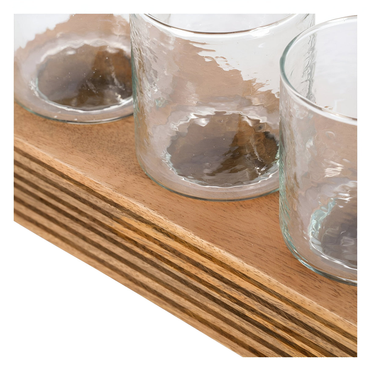 Glass & Wood Votive Holder - Brown