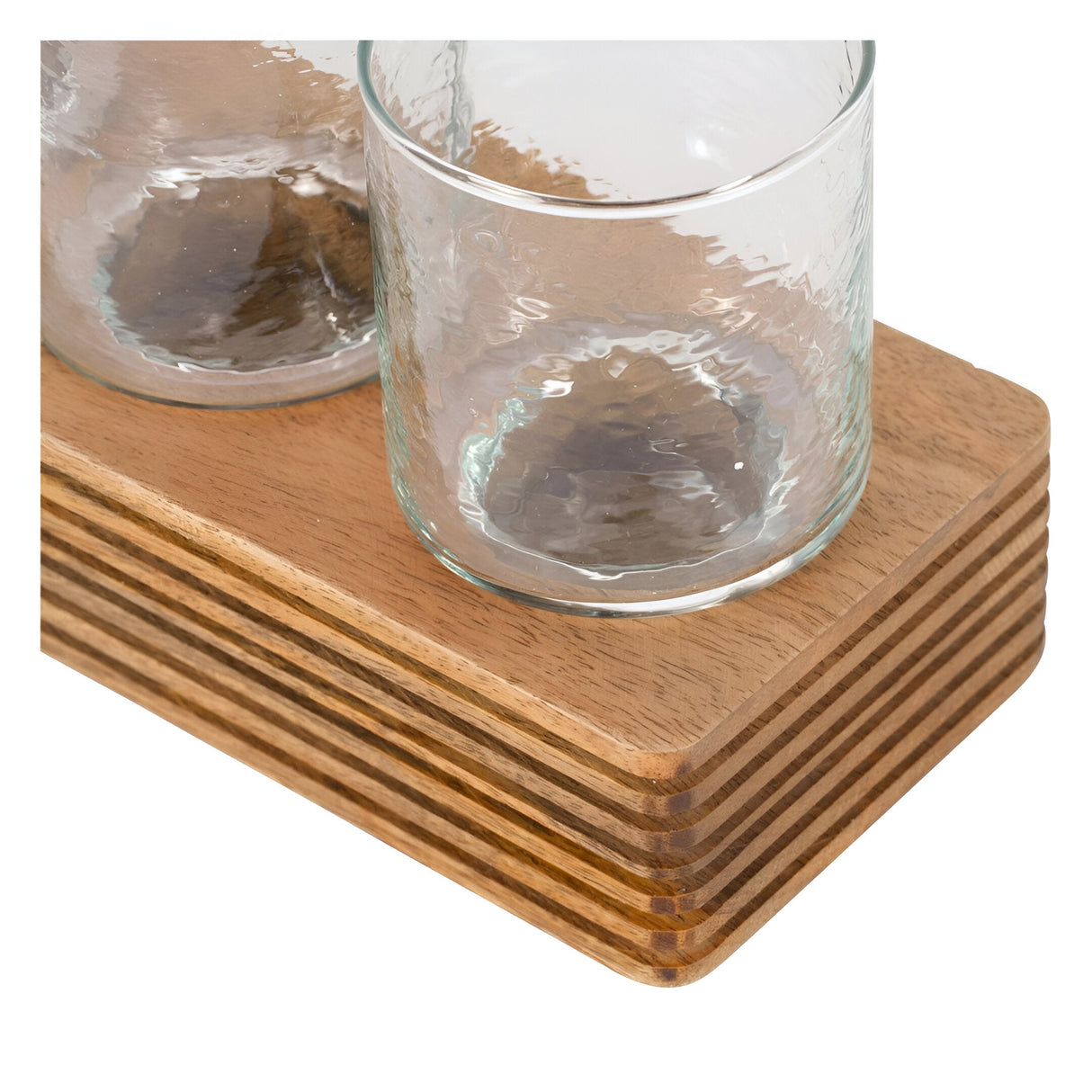 Glass & Wood Votive Holder - Brown