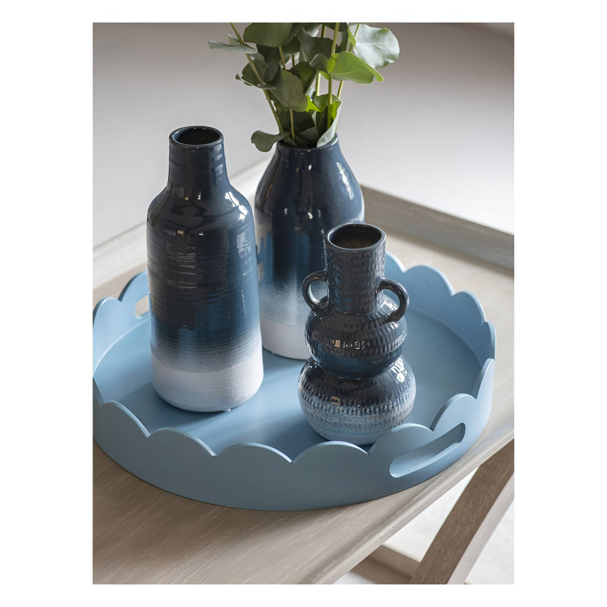 Laura Ashley Large Laneham Stoneware Vase - Blue