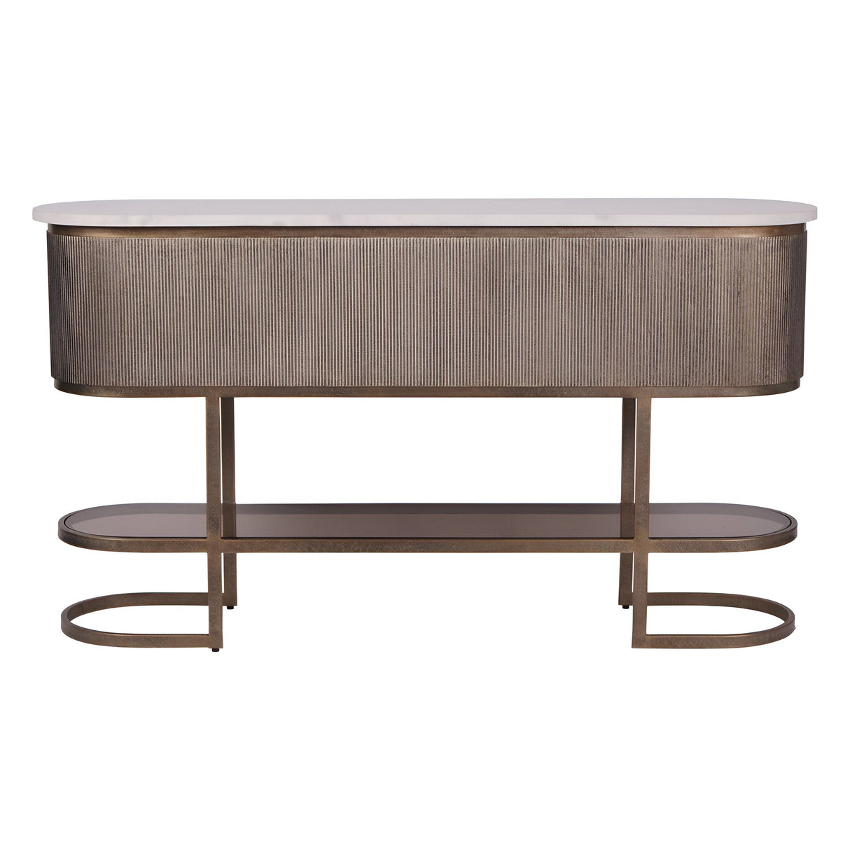 Belvedere Console Table With Shelf - Aged Gold
